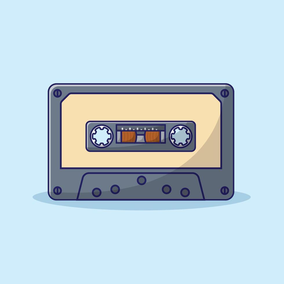 illustration vectorielle de cassette. enregistreur audio. article d'époque. style de dessin animé plat adapté à la page de destination web, à la bannière, au dépliant, à l'autocollant, à la carte, à l'arrière-plan vecteur