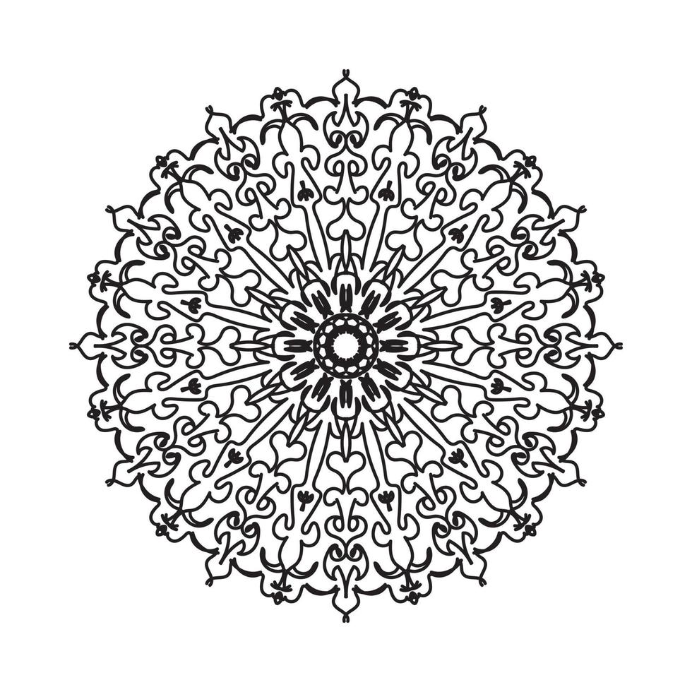 motif circulaire en forme de mandala pour henné, mehndi, tatouage, décoration. ornement décoratif dans un style oriental ethnique. page de livre de coloriage. vecteur