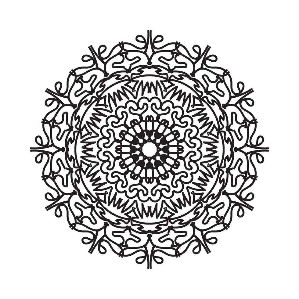 motif circulaire en forme de mandala pour henné, mehndi, tatouage, décoration. ornement décoratif dans un style oriental ethnique. page de livre de coloriage. vecteur