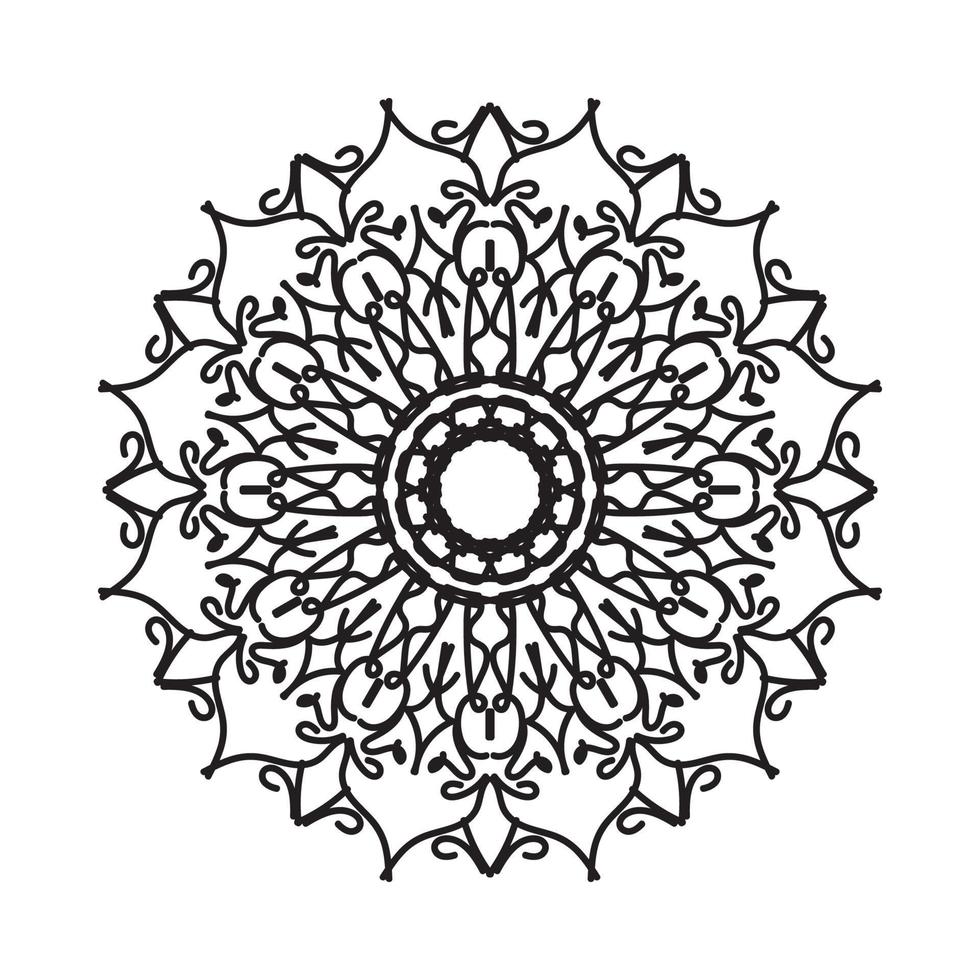 motif circulaire en forme de mandala pour henné, mehndi, tatouage, décoration. ornement décoratif dans un style oriental ethnique. page de livre de coloriage. vecteur