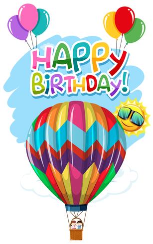 Carte d&#39;anniversaire ballon air chaud vecteur