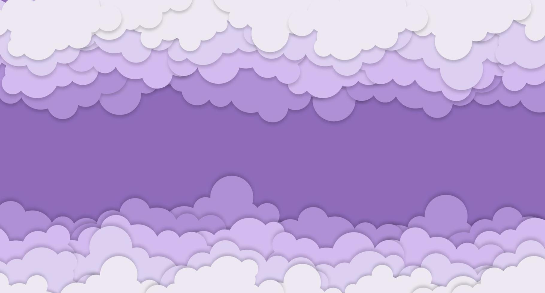 illustration d'art papier nuageux. ciel avec fond de nuage, vecteur, illustration, style d'art papier, espace de copie pour le texte. illustration vectorielle vecteur