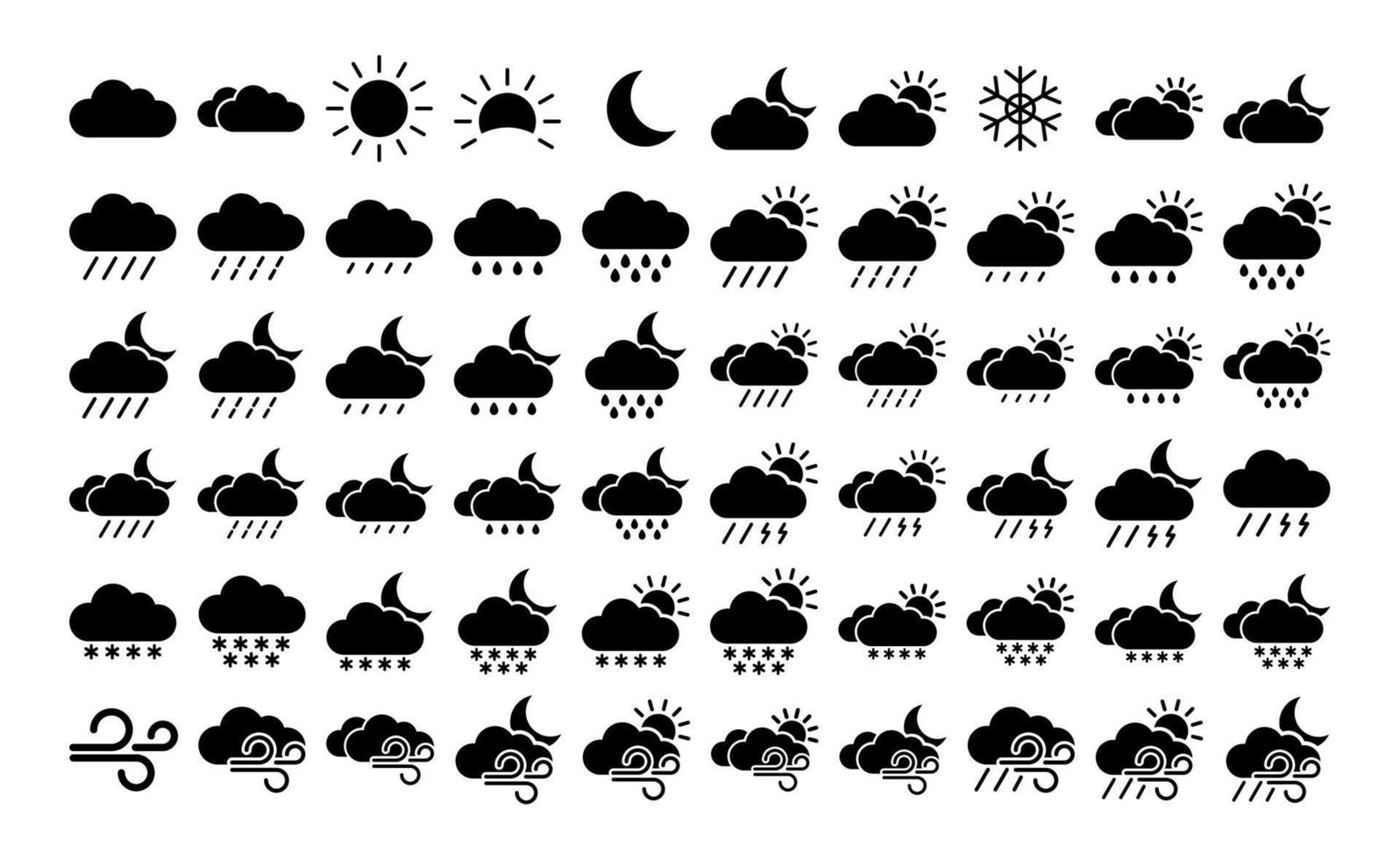 collection de jeu d'icônes de climat météo vecteur
