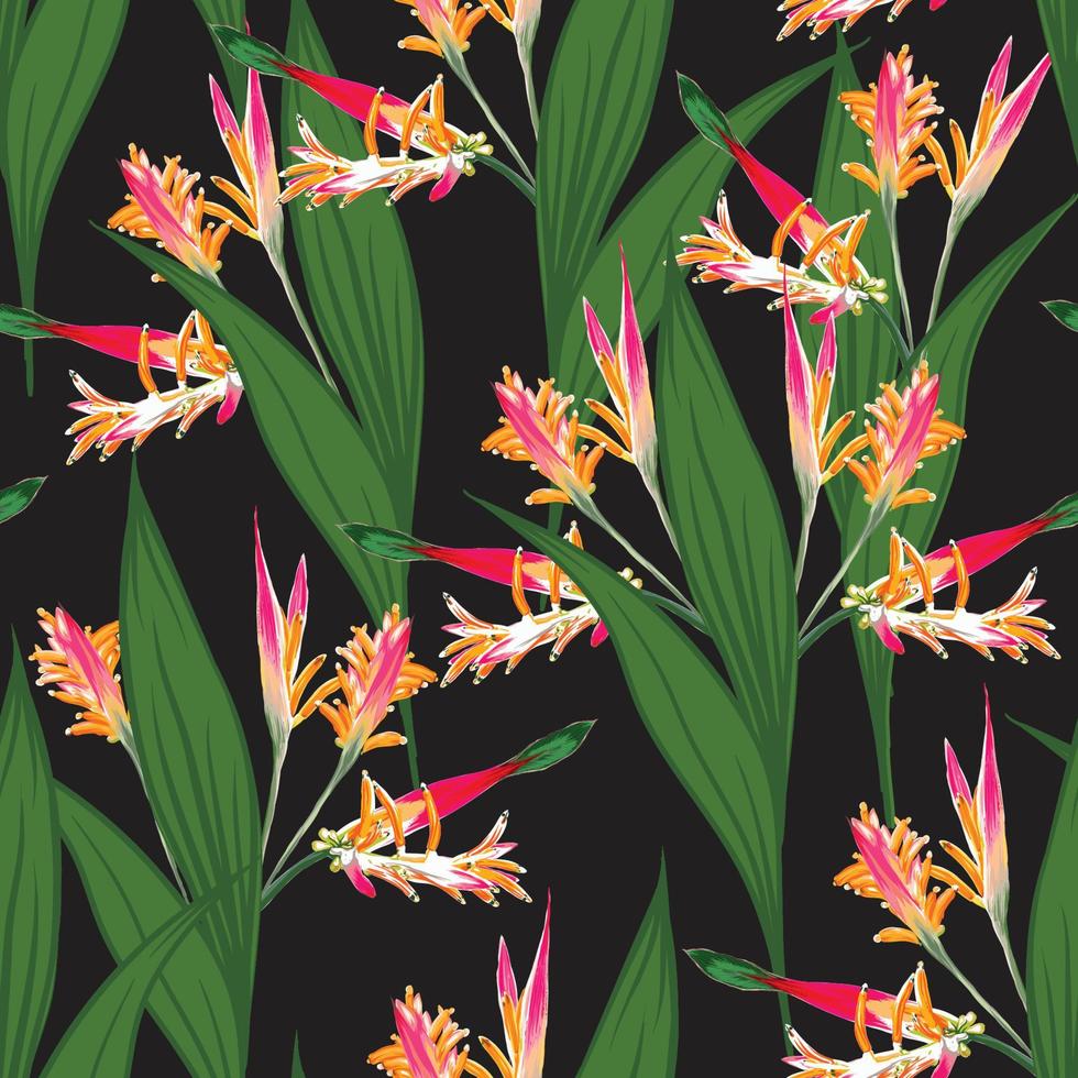 modèle sans couture tropical beau avec oiseau de paradis fleurs abstrait background.vector illustration dessin.pour la conception de tissu. vecteur