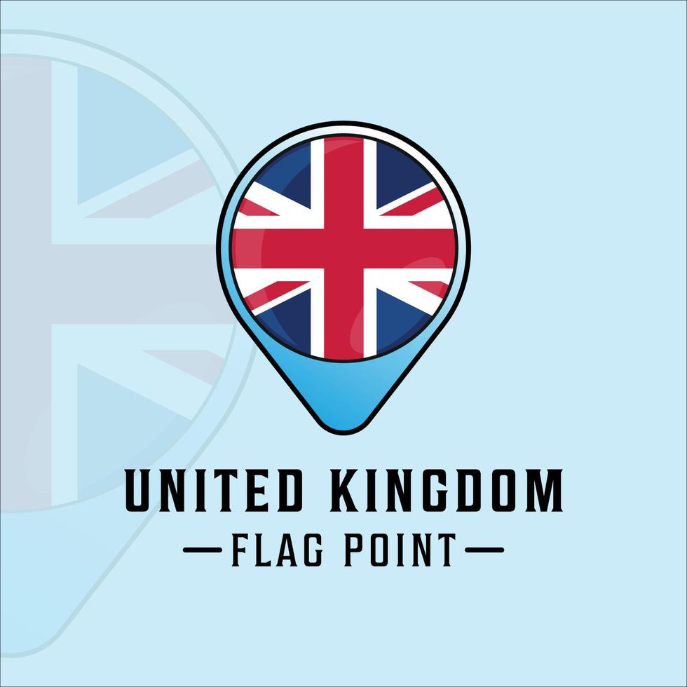 point de drapeau royaume-uni logo illustration vectorielle modèle icône conception graphique. cartes emplacement grande bretagne signe ou symbole vecteur