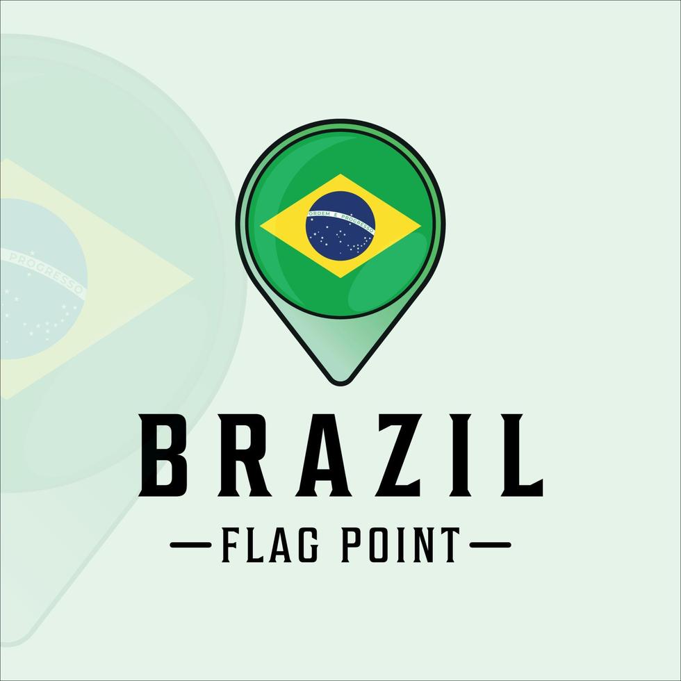 drapeau point brésil logo illustration vectorielle modèle icône conception graphique. cartes emplacement pays signe ou symbole vecteur