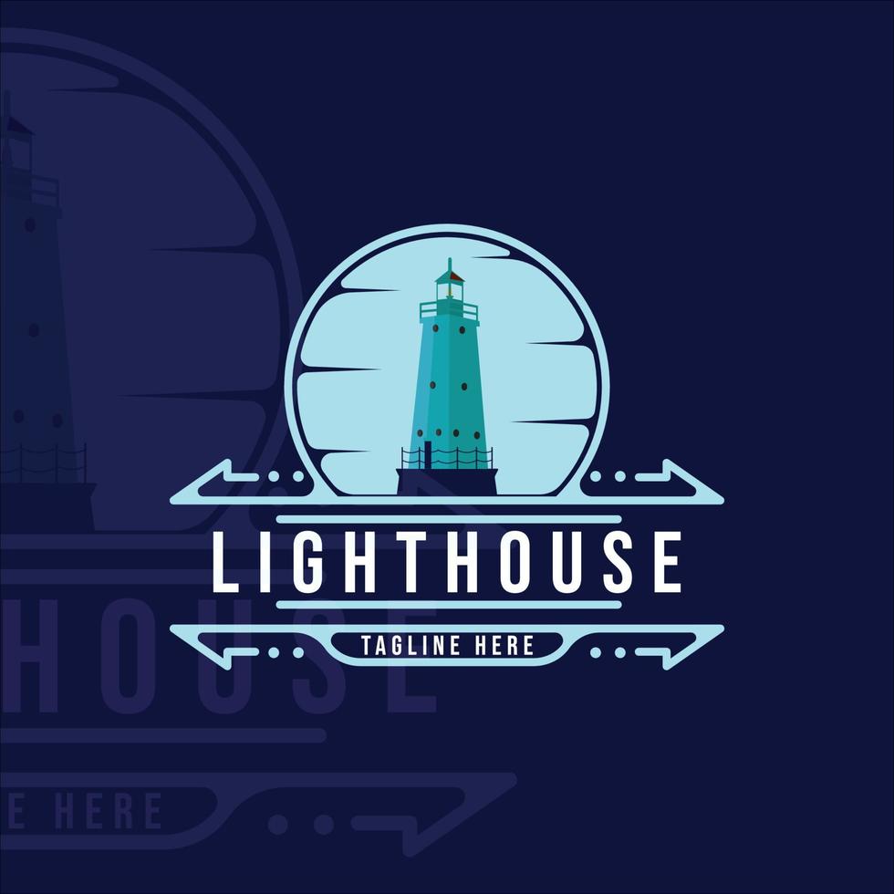 phare logo vintage vector illustration modèle icône graphisme