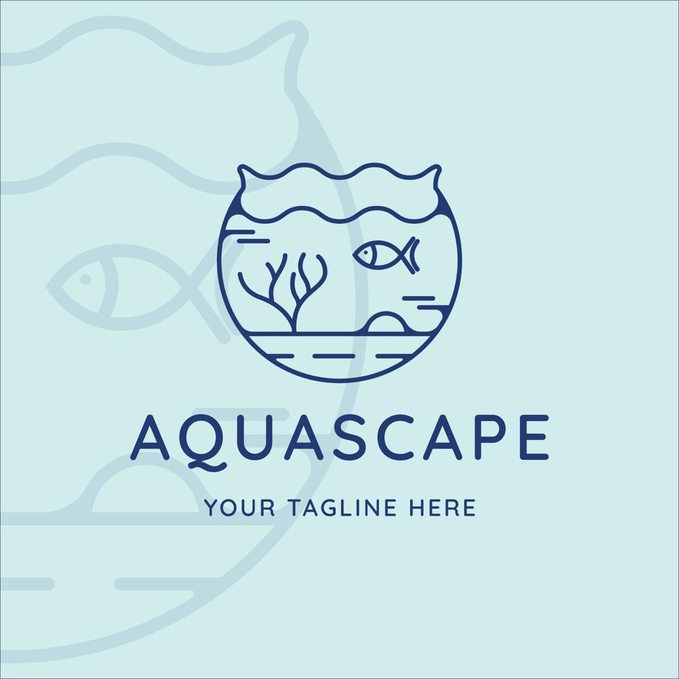 aquarium logo dessin au trait illustration vectorielle modèle icône conception graphique. aqua scape simple minimaliste avec poisson vecteur