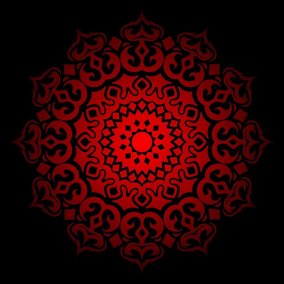 fond rouge et noir, religion, mandala, art traditionnel de l'inde, art ethnique, art du mandala pour le livre vecteur