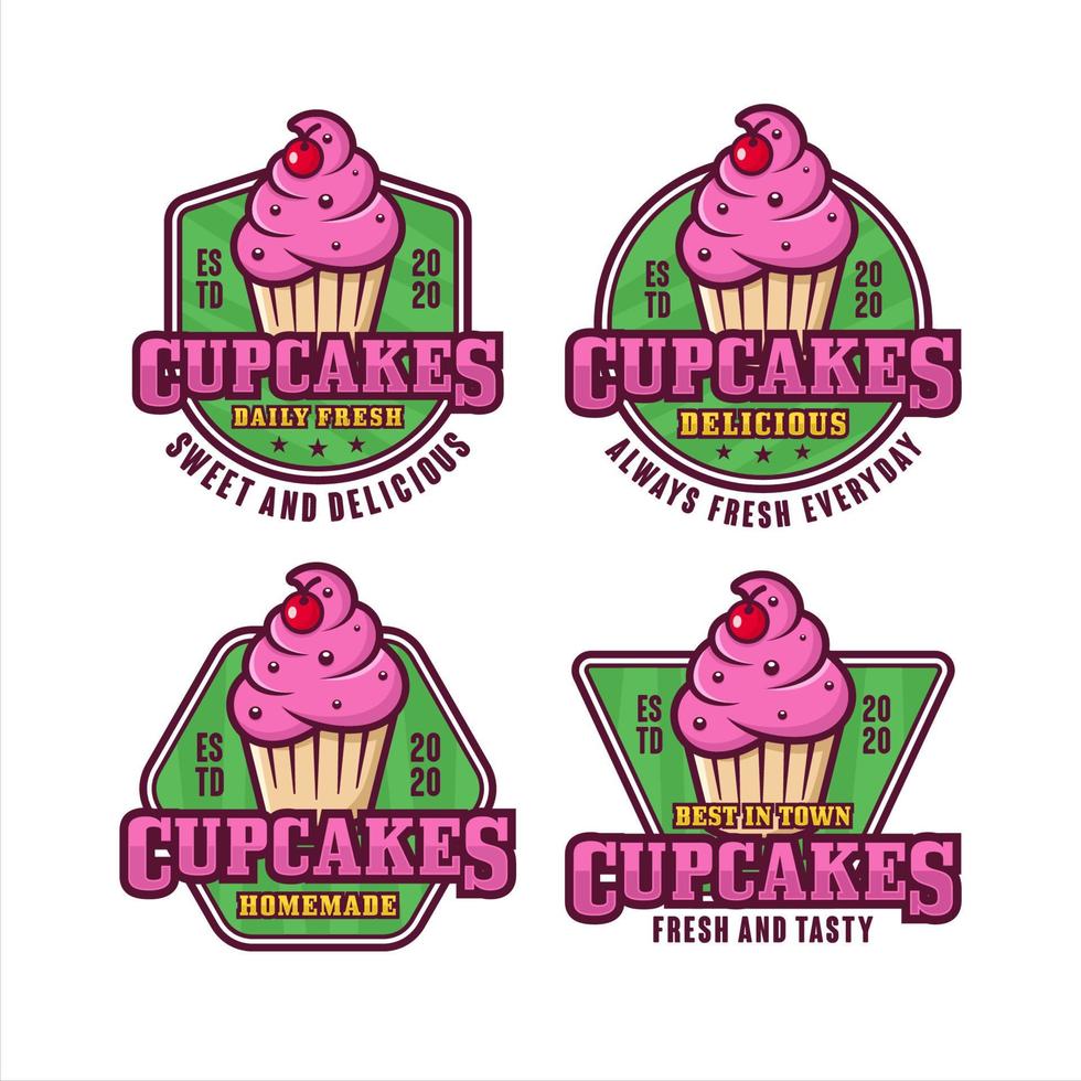 conception de cupcakes collection de logos premium-1 vecteur
