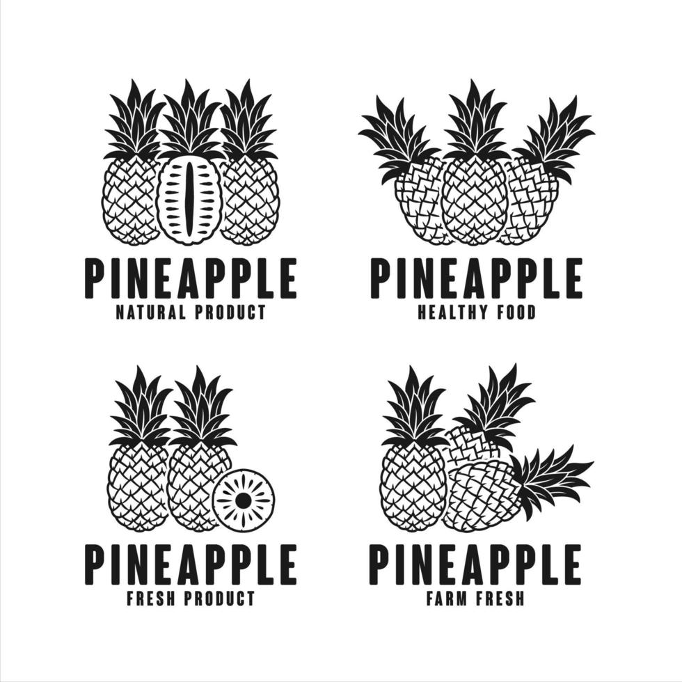 collection de logos de produits naturels d'ananas vecteur