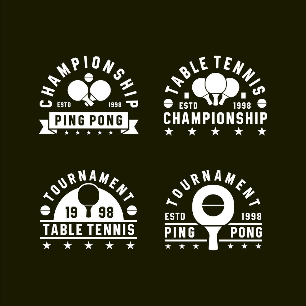 tennis de table pin pong vintage logos collections vecteur