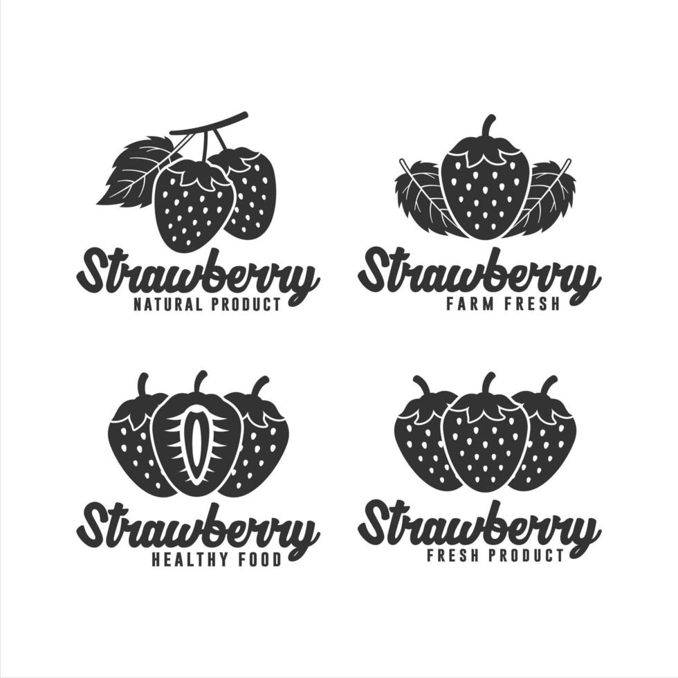 collection de logos de produits naturels à la fraise vecteur