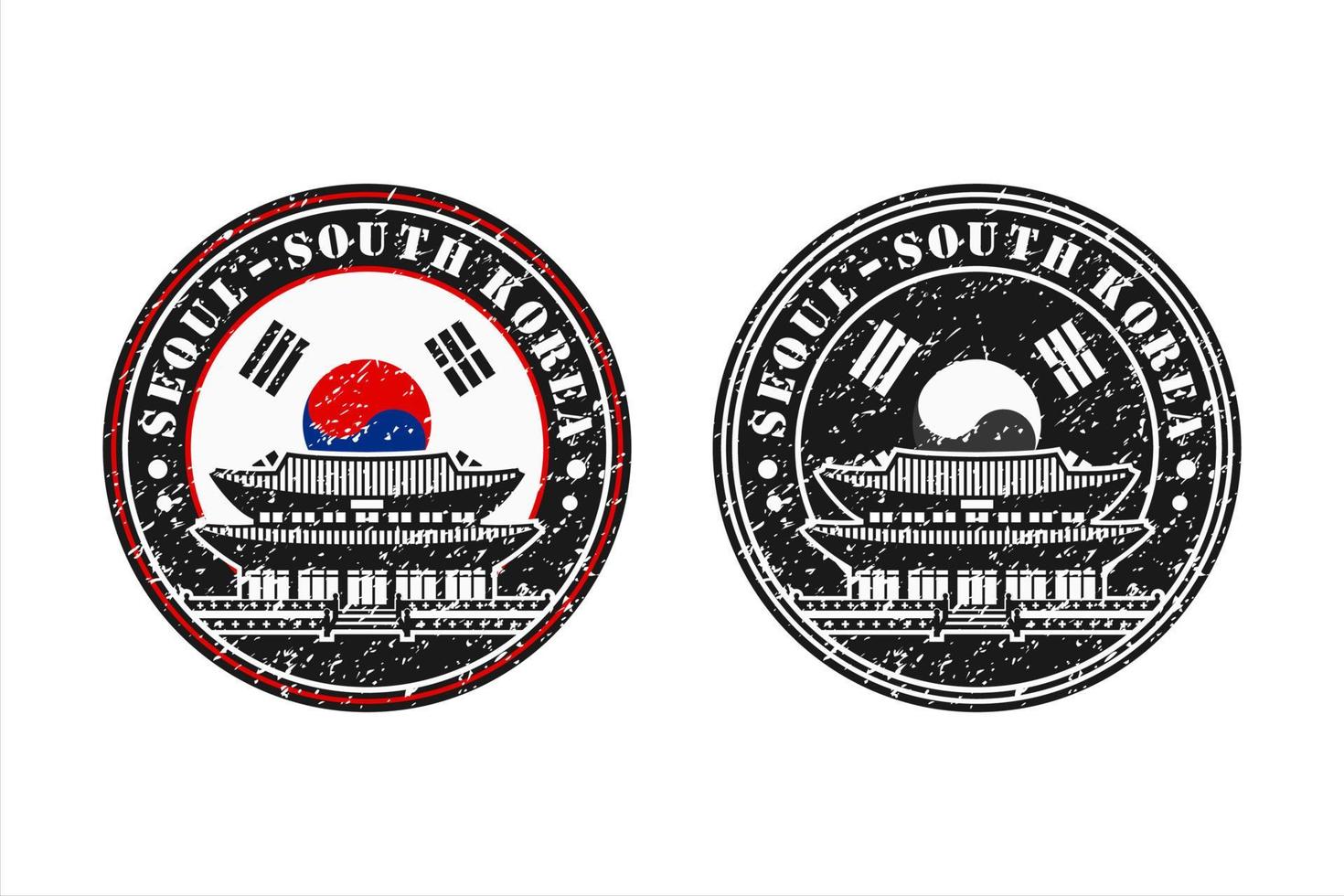 séoul corée du sud timbre voyage conception logo vectoriel