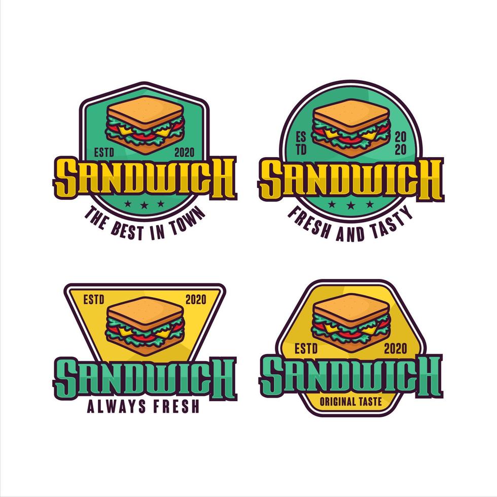 collection de logos de conception de vecteur de badge sandwich