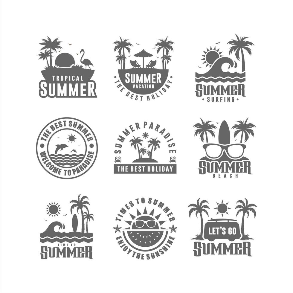 collection de logos de conception d'été insigne vecteur