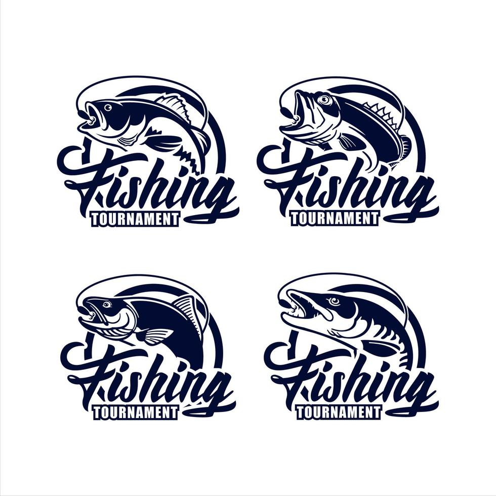 collection de logos de conception de vecteur de tournoi de pêche