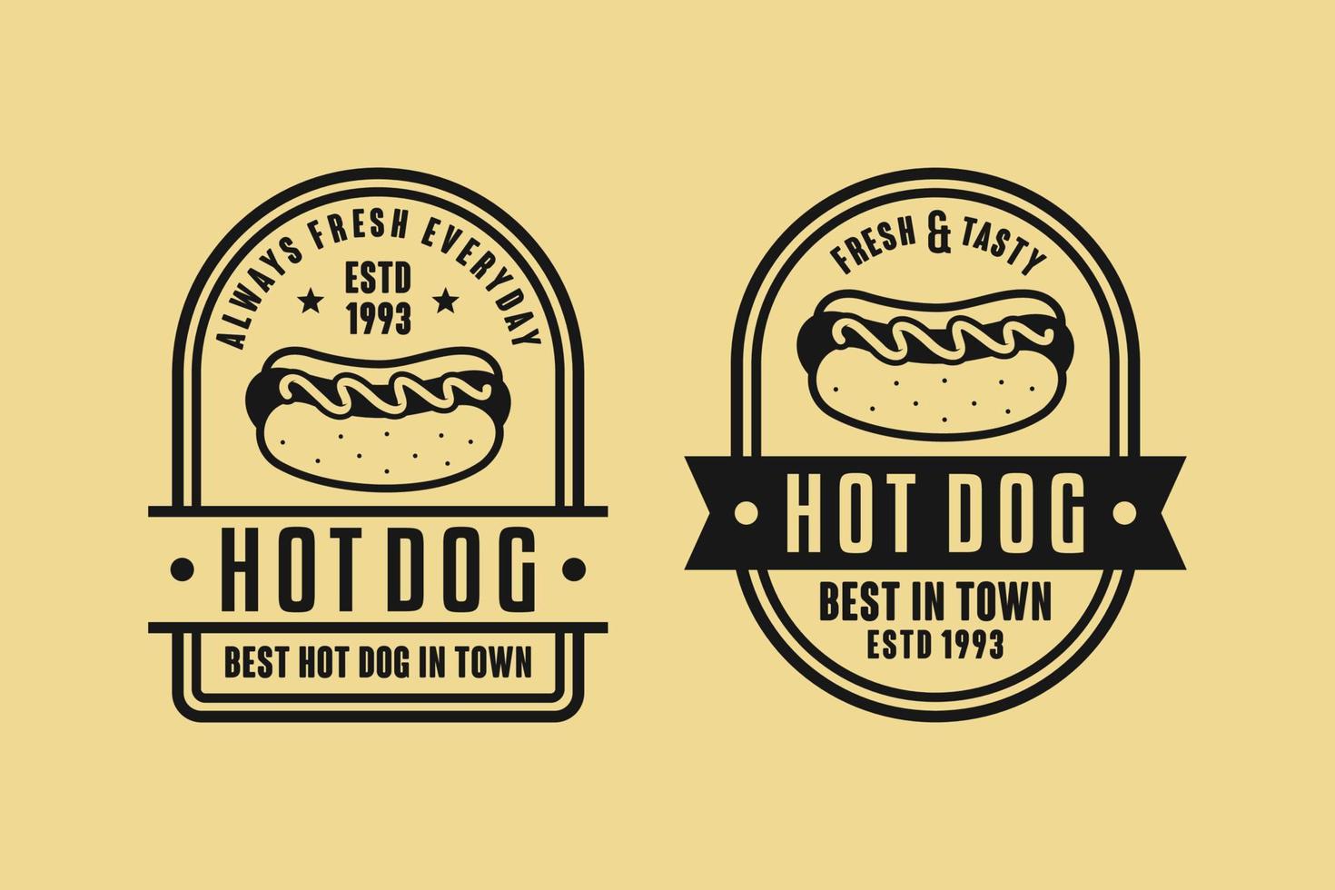 logo vintage de conception de vecteur de hot-dog