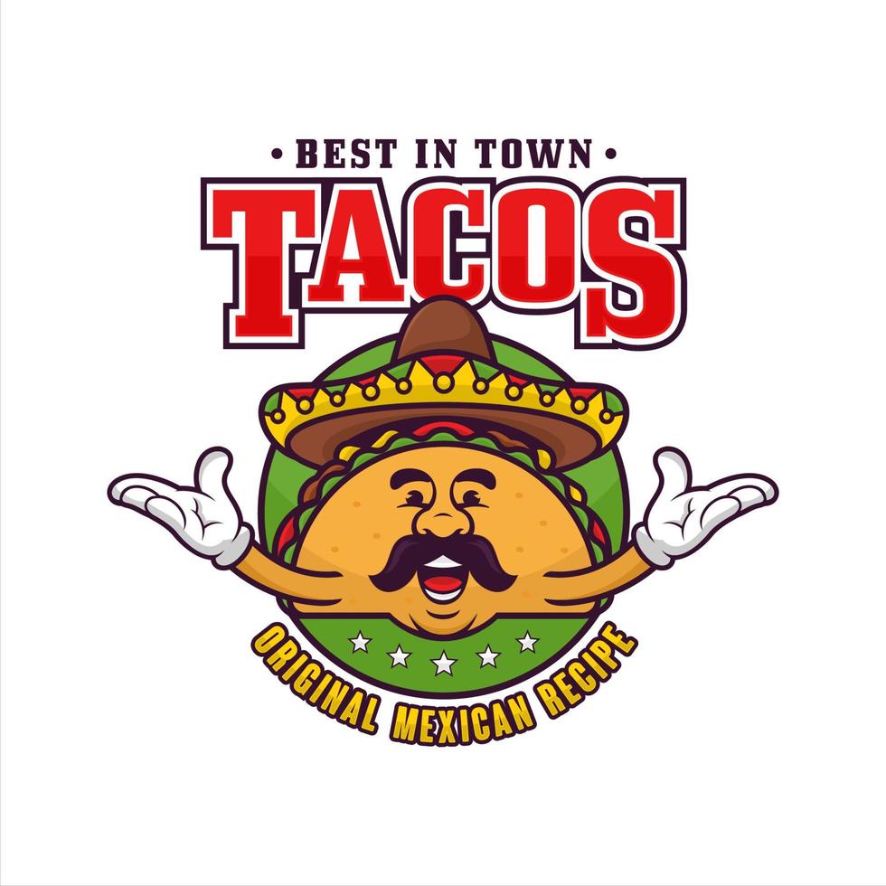 logo de conception de mascotte mexicaine tacos vecteur