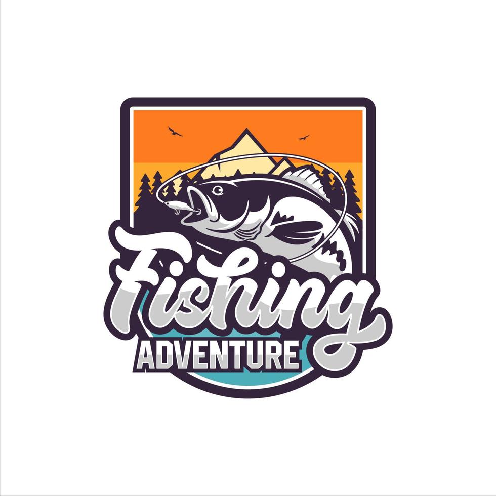 logo de conception de vecteur d'aventure de pêche