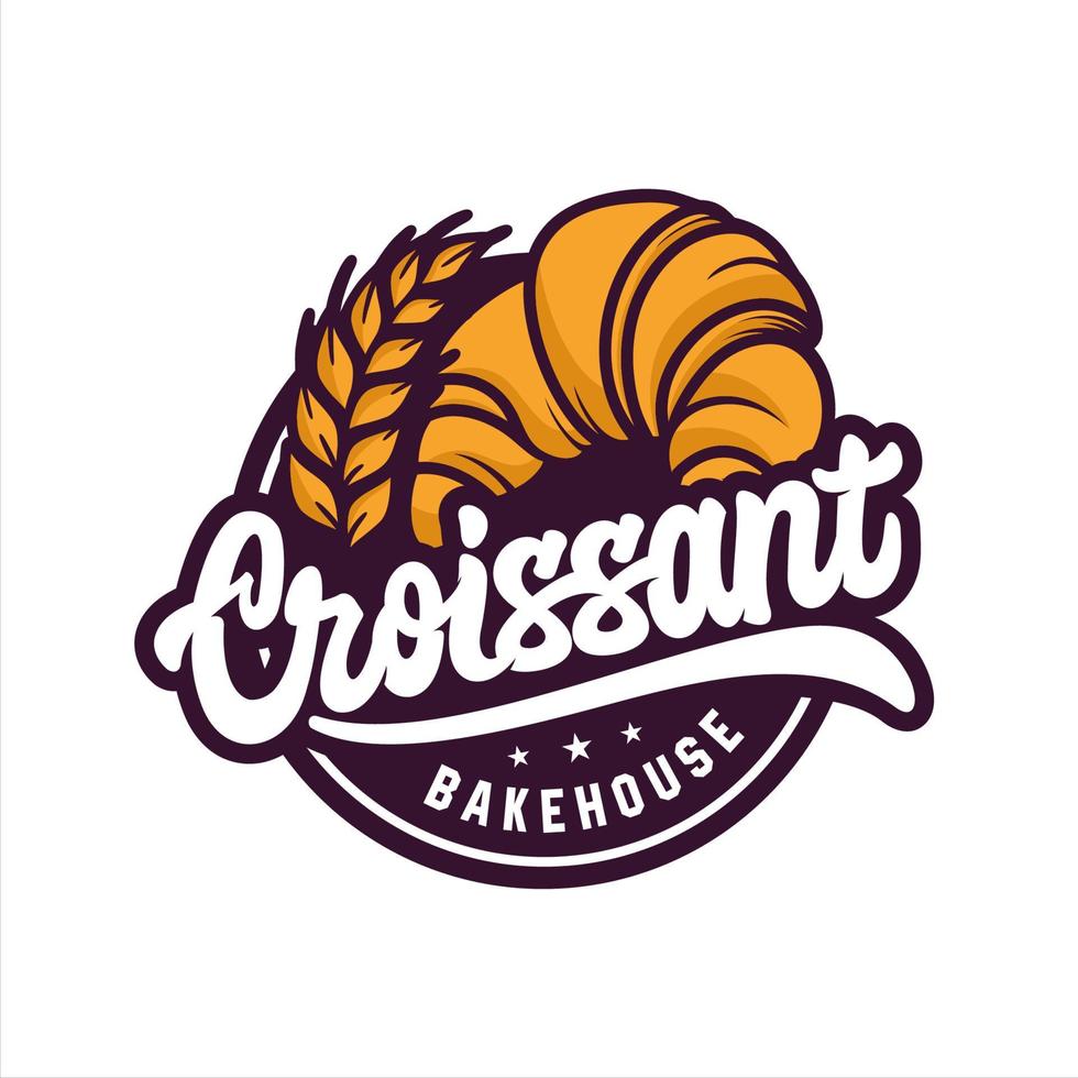 logo de conception de vecteur de boulangerie croissant