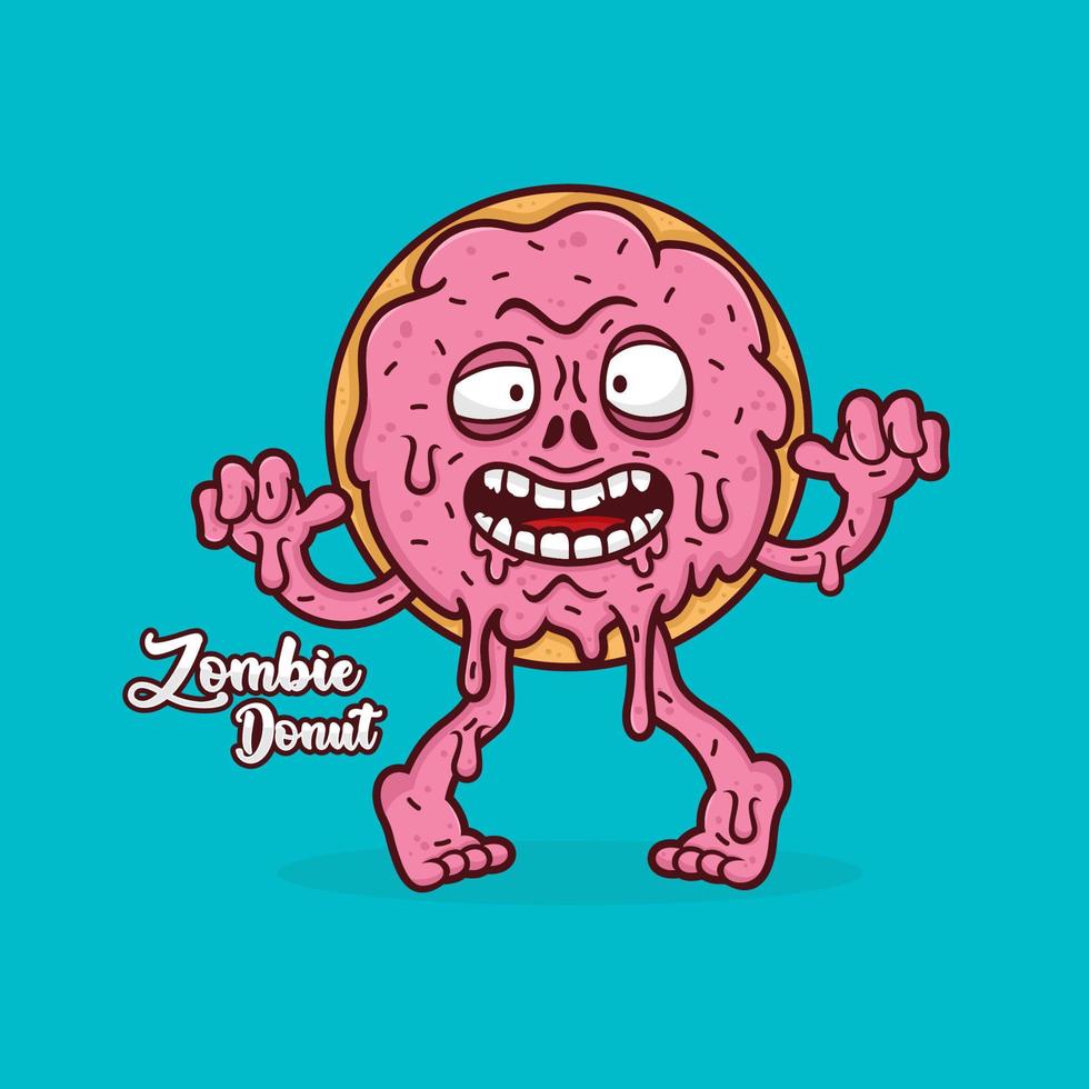 logo de conception de vecteur de mascotte de beignet zombie