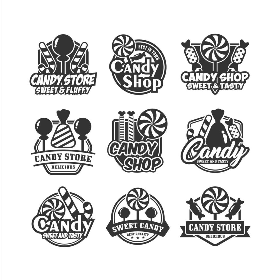 collection de logos premium de conception de magasin de bonbons vecteur