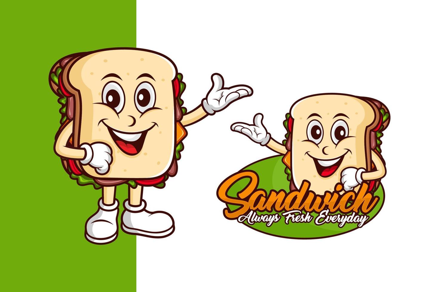 logo de conception de vecteur de mascotte sandwich