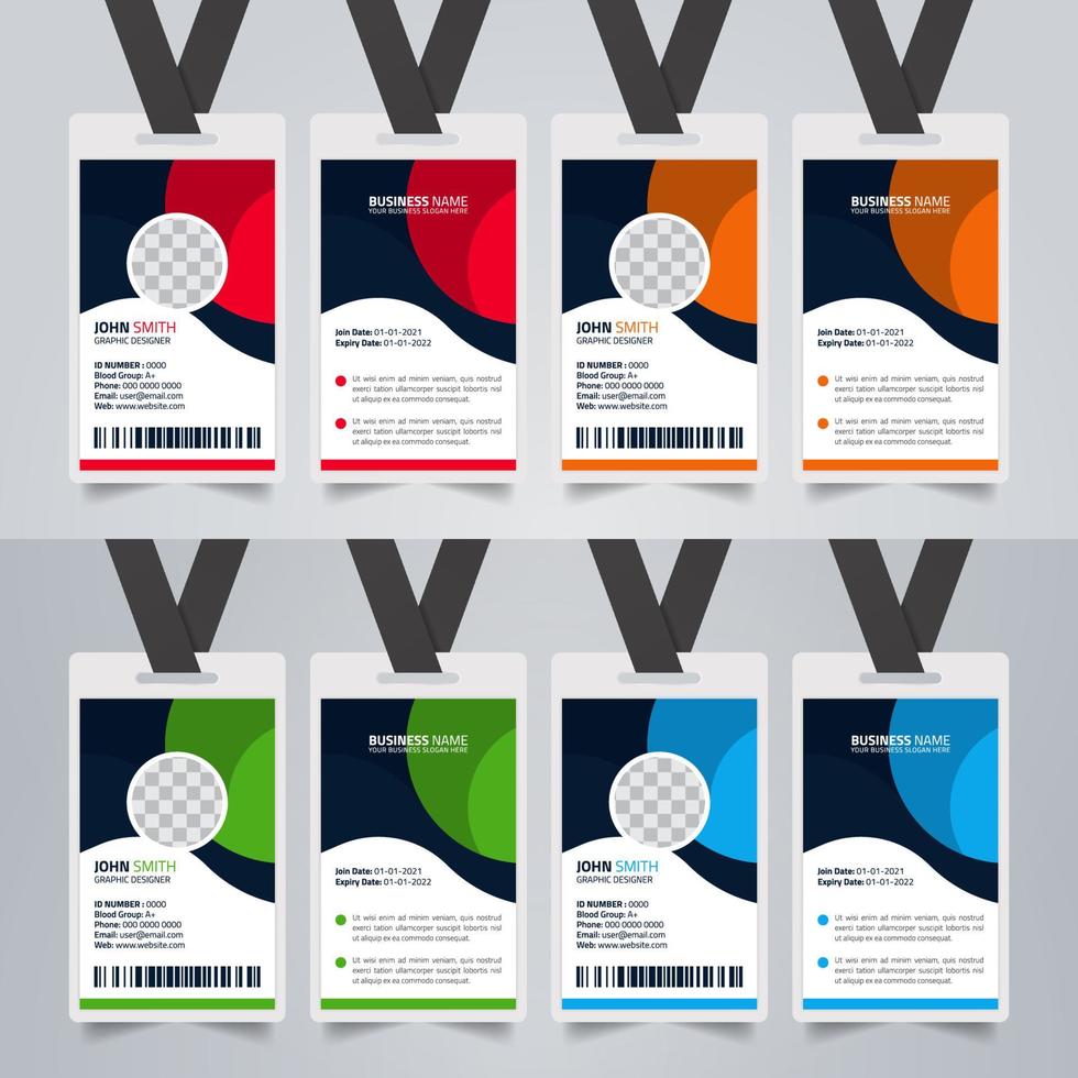 conception de modèle de carte d'identité simple pour les employés de bureau. cartes d'identité de papeterie d'affaires créatives. vecteur