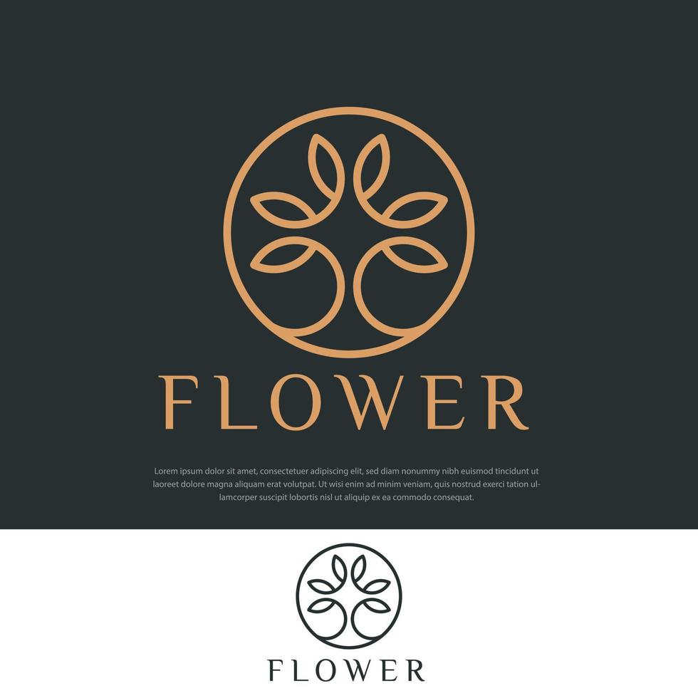 création élégante de logo de fleur de feuille d'arbre. symbole premium créatif universel. vecteur