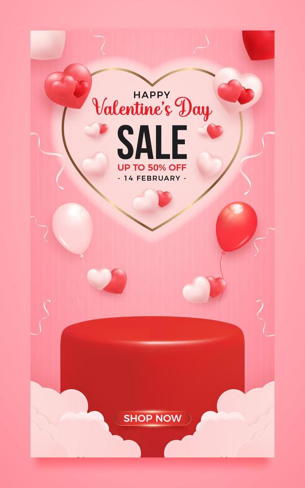 modèle d'affiche de vente promotionnelle de la saint valentin vecteur