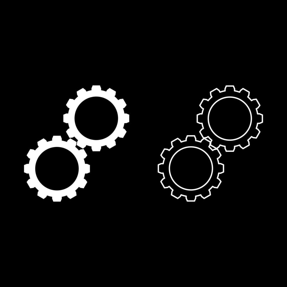 ensemble de pignons de roue dentée à deux engrenages roues dentées connectées dans le mécanisme de travail icône illustration vectorielle de couleur blanche ensemble d'images de style plat vecteur