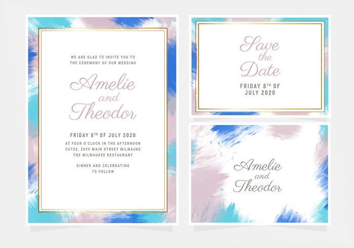 Modèle d&#39;invitation de mariage coloré de vecteur