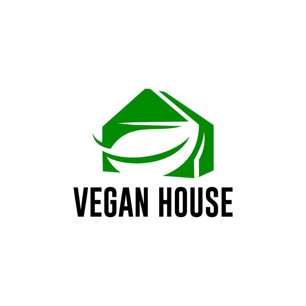 vecteur de logo maison végétalien, feuille biologique et logo maison. convient à toutes les entreprises de l'agriculture, de la restauration, de la médecine, des programmes diététiques et plus encore. modèle de logo