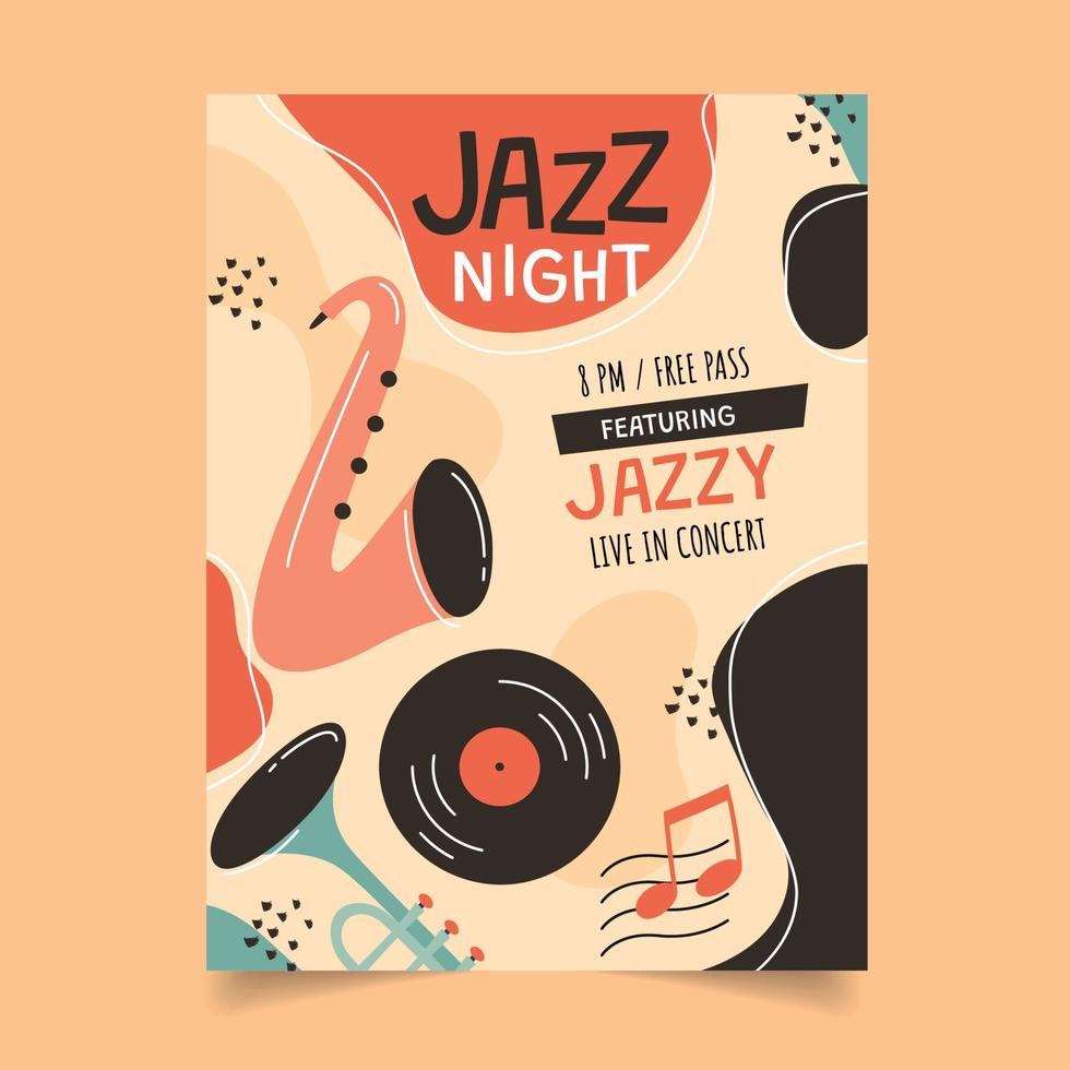 affiche du festival de musique de nuit de jazz vecteur