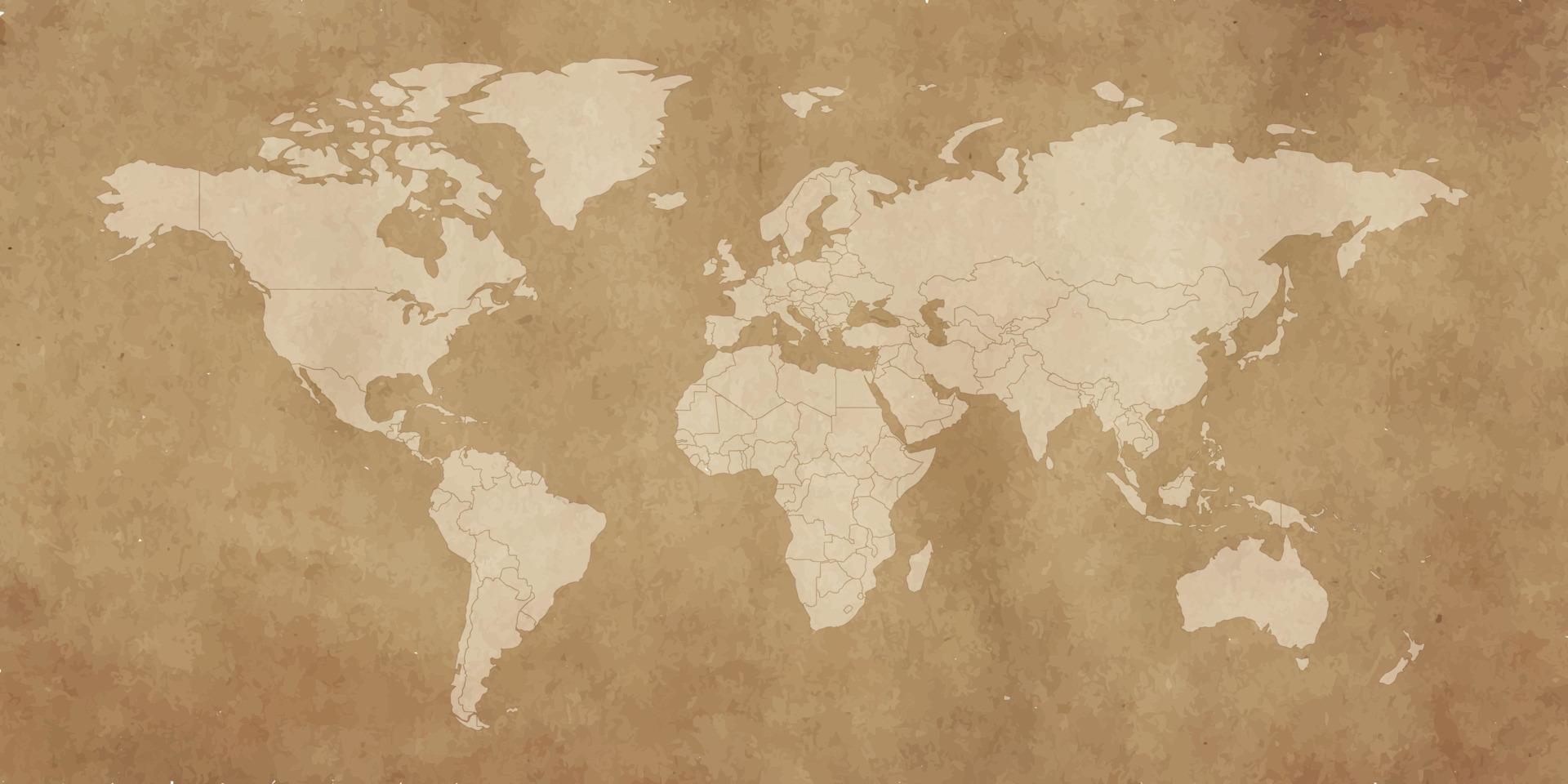 modèle de carte du monde avec les continents, l'amérique du nord et du sud, l'europe et l'asie, l'afrique et l'australie vecteur