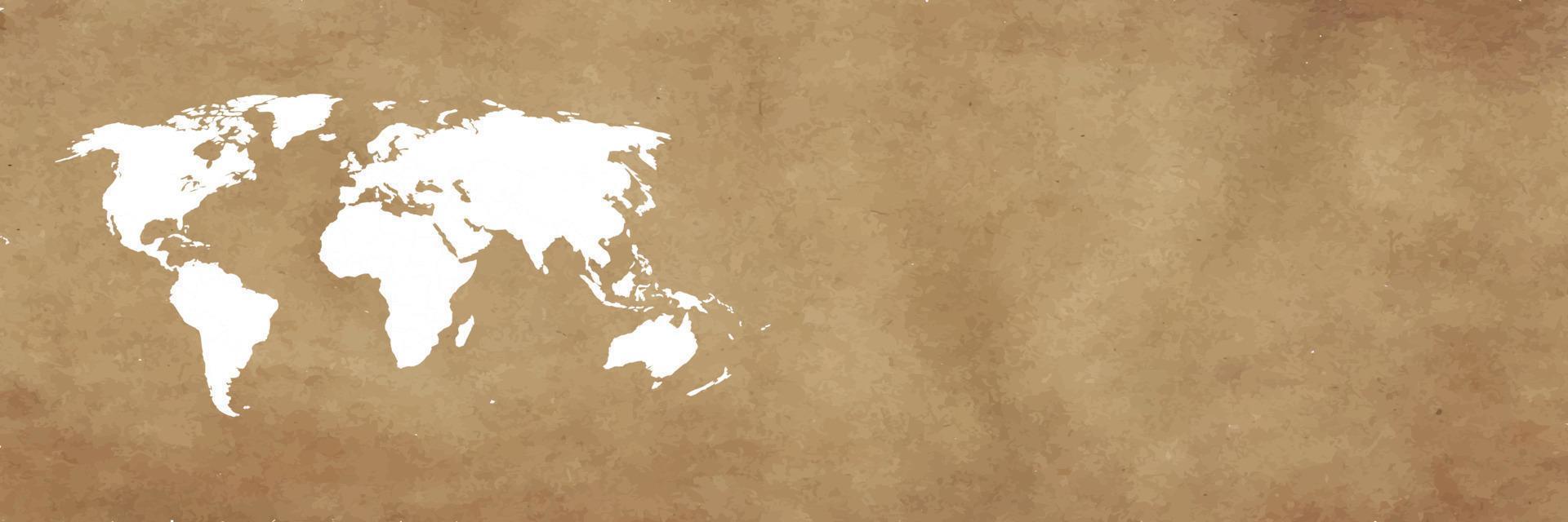 carte du monde sur la bannière de fond marron vecteur