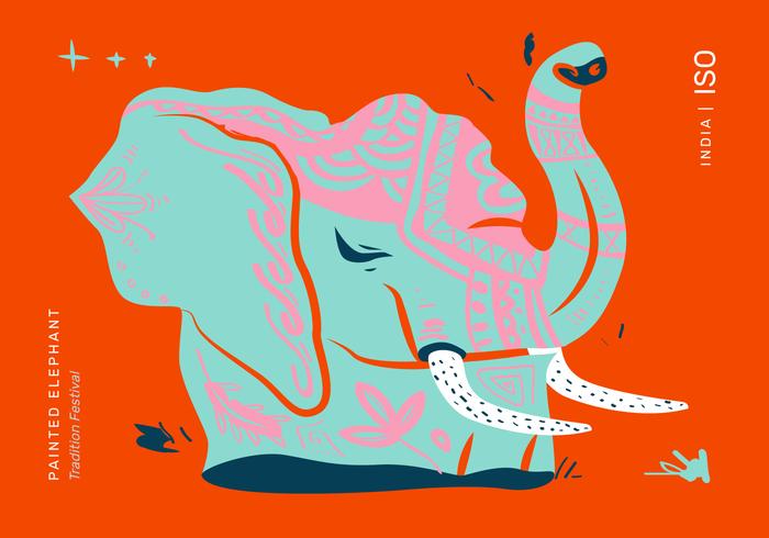 Illustrateur de vecteur affiche du festival des éléphants peints