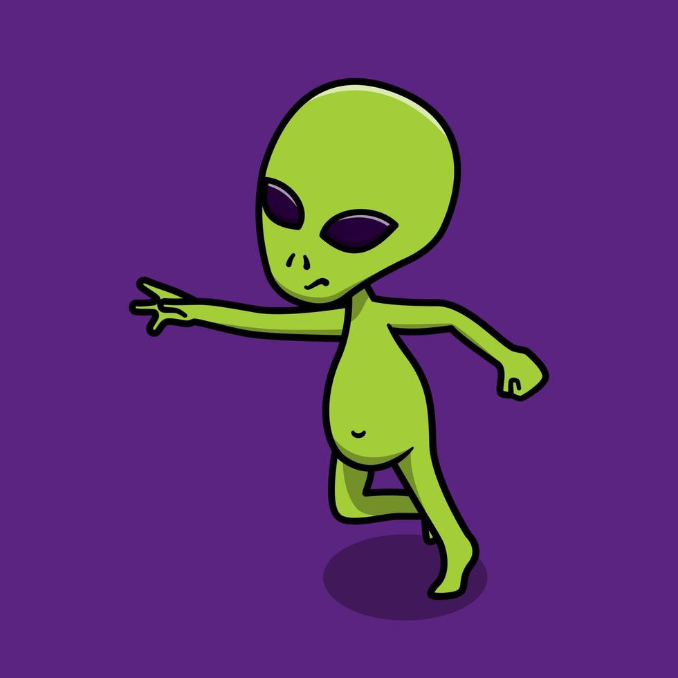 illustration d'icône de vecteur de dessin animé extraterrestre mignon