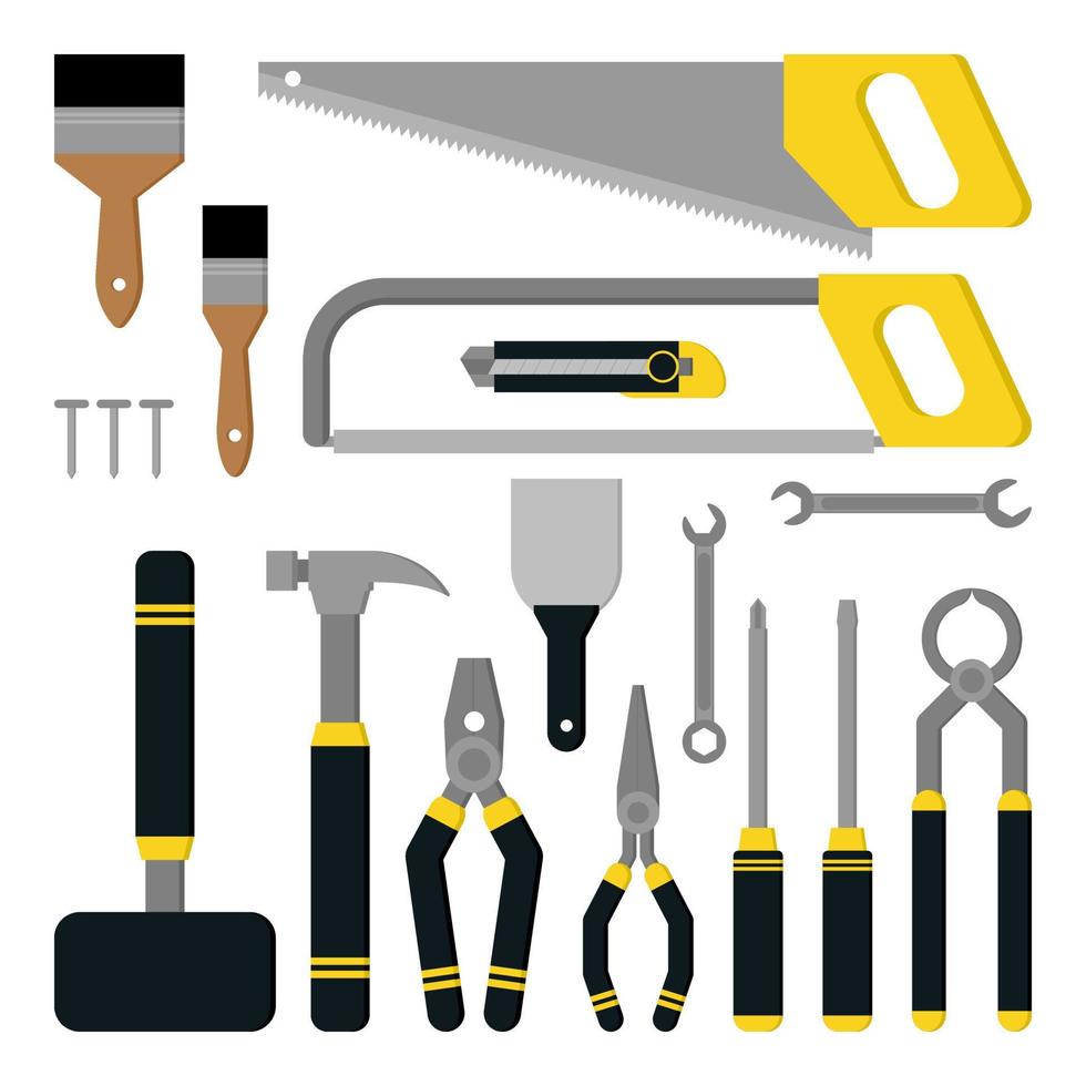 ensemble d'illustrations d'icônes vectorielles d'outils de menuiserie vecteur