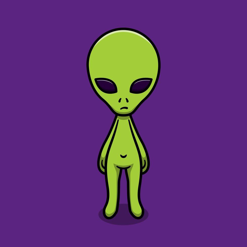 illustration d'icône de vecteur de dessin animé extraterrestre mignon