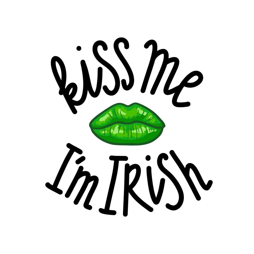 drôle de rue. patricks day disant - embrasse-moi je suis irlandais. vecteur