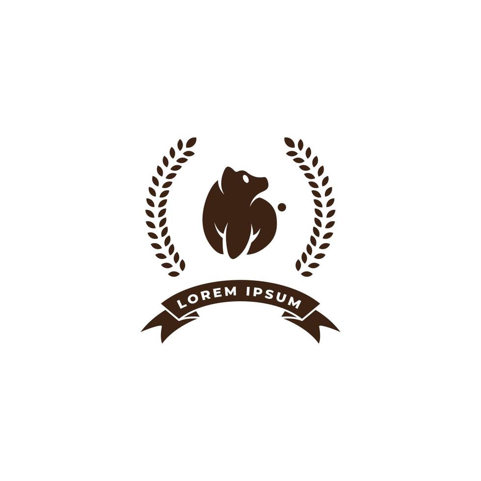 ours grizzly avec concept de logo de blé. illustration vectorielle vecteur
