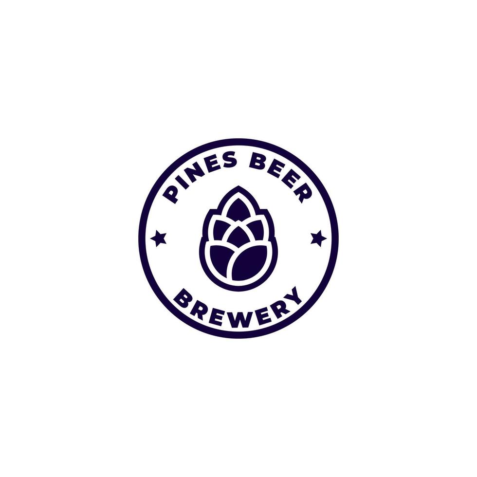 concept de logo de timbre de brasserie de bière de pomme de pin. illustration vectorielle vecteur