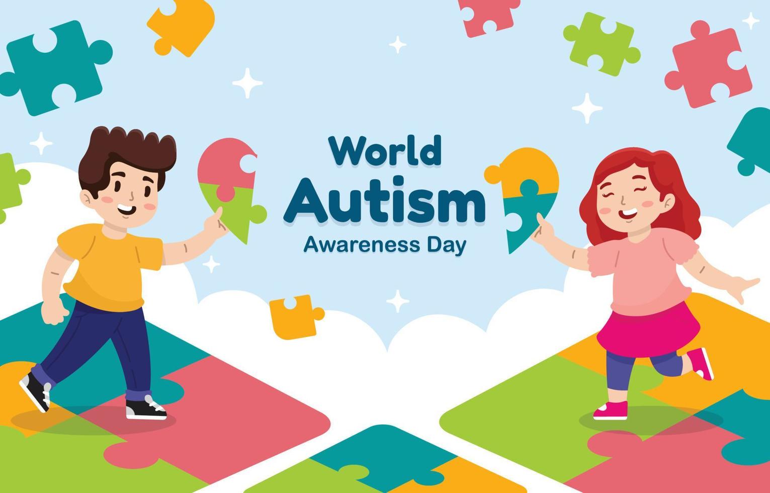 pièces de puzzle colorées pour la journée mondiale de sensibilisation à l'autisme vecteur