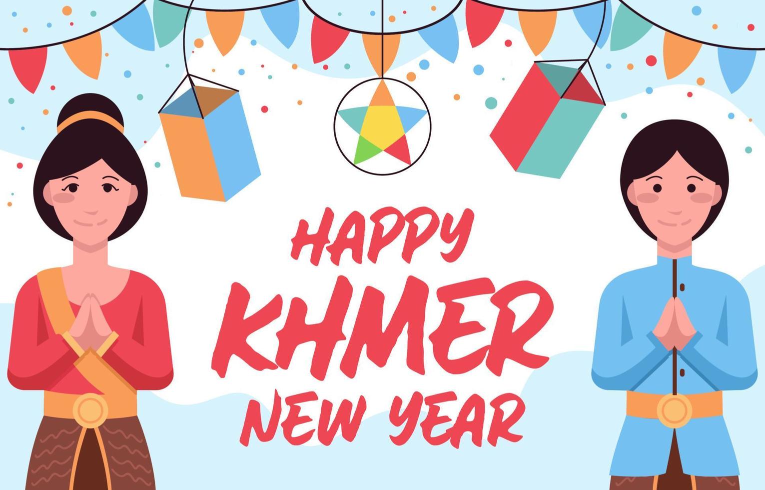 joyeux nouvel an khmer fond vecteur