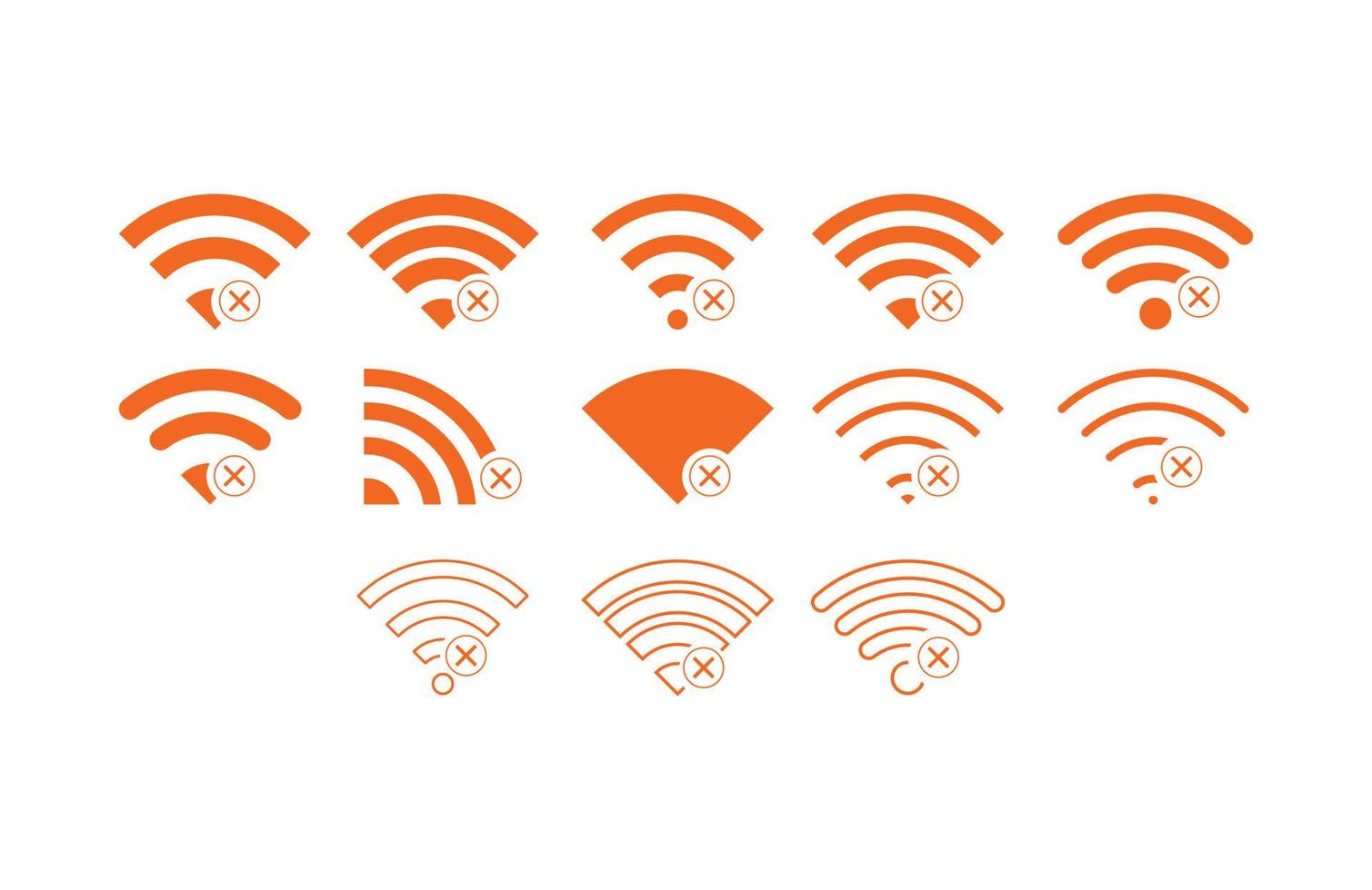 ensemble d'aucune connexion sans fil icône signe vecteur couleur orange