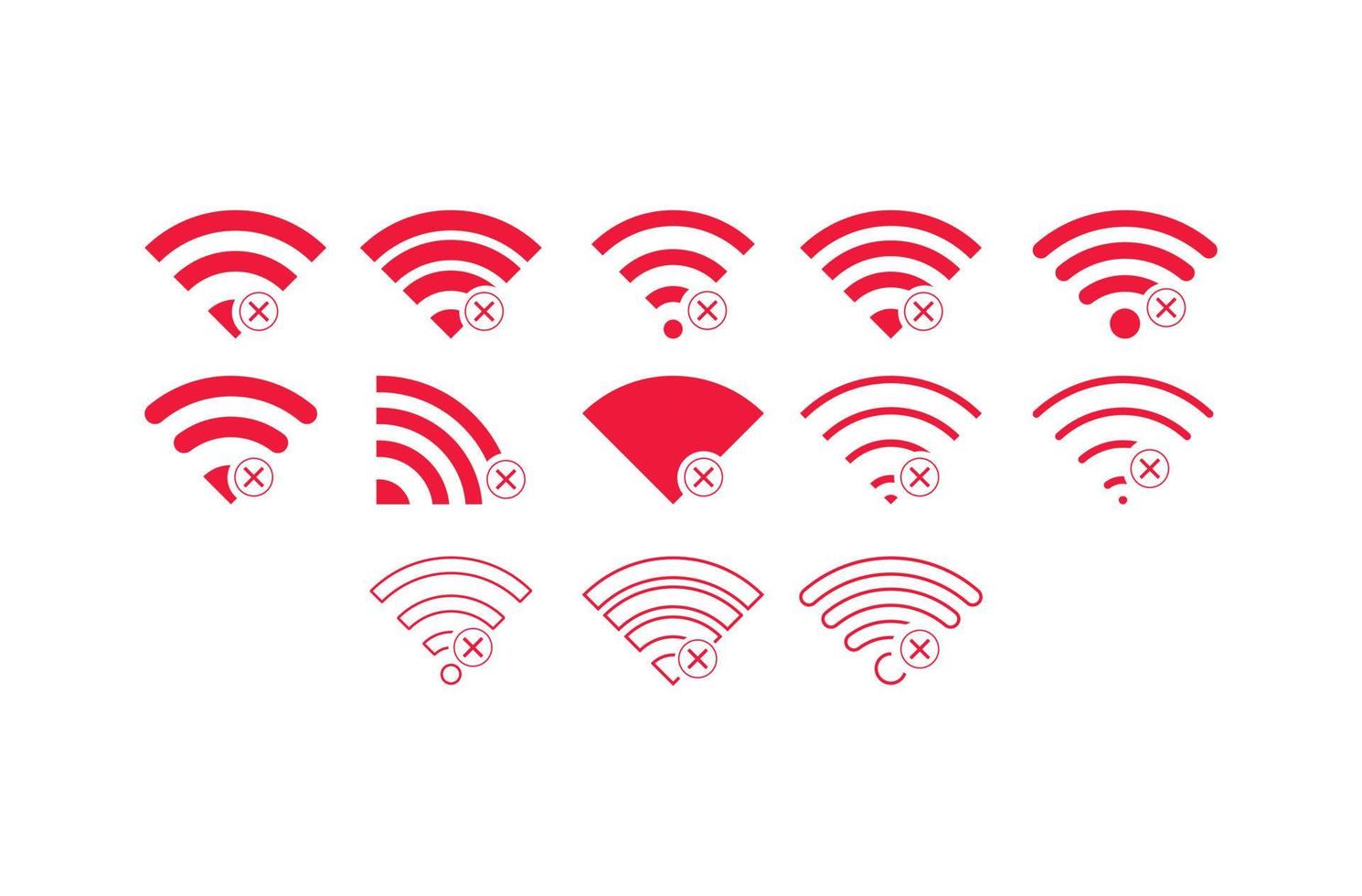 ensemble d'aucune connexion sans fil aucune icône wifi signe vecteur couleur rouge