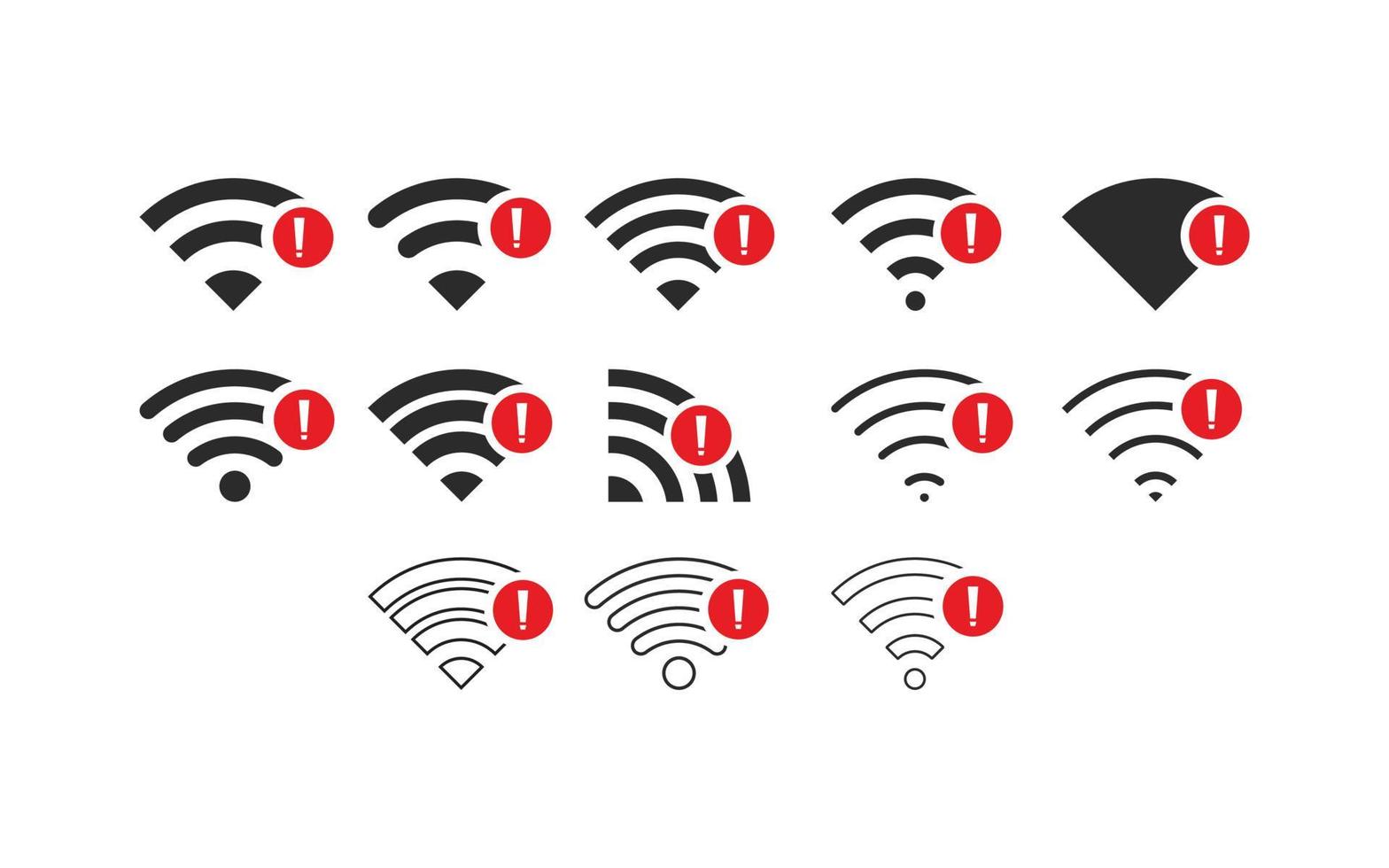 ensemble d'aucune connexion sans fil aucune icône wifi signe vecteur couleur noire