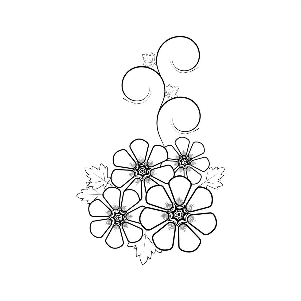 fleur noir et blanc. illustration vectorielle vecteur